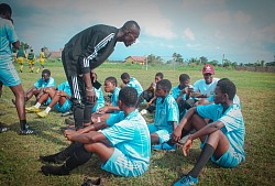 Pep talk at half time after scoring 3 against Okuapeman SHS